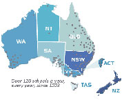 Host locations in Australia